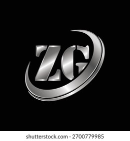 Elegant ZG silver initial monogram logo featuring intertwined letters Z and G in a modern metallic gradient style. This luxurious and professional design is ideal for corporate identity, etc.