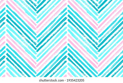 Elegant zigzag interior print vector seamless pattern. Paint brush stroke geometric stripes. Hand drawn paint texture zig zag chevron elements. Watercolor textile print seamless design.