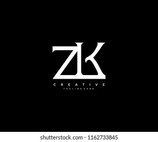 Elegant ZK Letter Linked Monogram Logo Design
