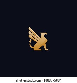 Elegant,luxury,simple gold griffin vector logo design