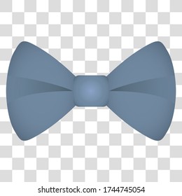 Elegantly blue bow tie on a transparent background in vector with a fold in the center.