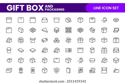 Elegantly Crafted Gift Box and Packaging Icon Set: Perfect for Celebrating Special Occasions, Events, and Holidays with High-Quality Icons that Enhance Branding, Digital Designs, and Print Media