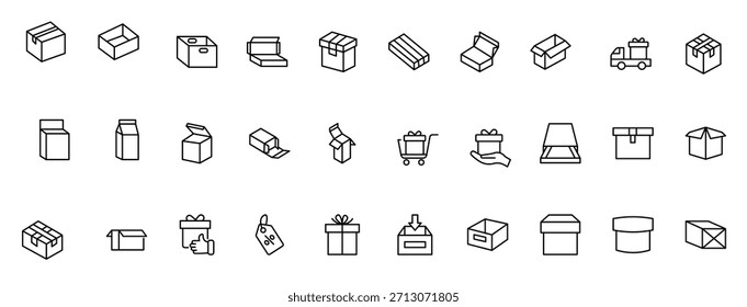 Conjunto de iconos de embalaje de caja de regalo elegantemente diseñado: perfecto para celebrar ocasiones especiales, eventos y Días festivos con iconos de alta calidad que mejoran la marca, los Diseños digitales y los medios impresos"