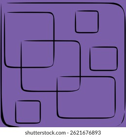 Elegantly curved black lines intertwine over a vibrant purple background, creating a pleasing abstract geometric pattern. This artwork evokes creativity, balance, and a modern decorative feel.