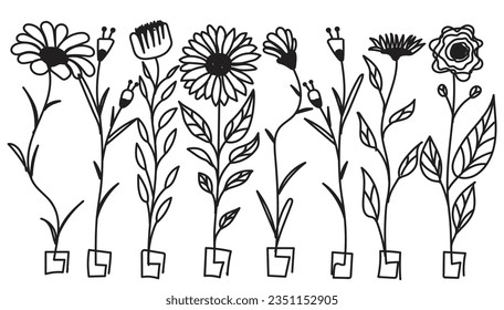 Elegantly hand drawn wildflower vector. Perfect for diverse projects