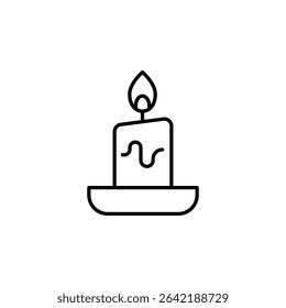 Elegantly Simple Line Art Depicting A Lit Candle In Minimalistic Style