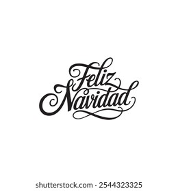 Elegant gestylt Feliz Navidad Kalligrafie Design für einen fröhlichen und festlichen Weihnachtsgruß.