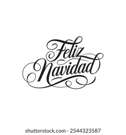 Elegant gestylt Feliz Navidad Kalligrafie Design für einen fröhlichen und festlichen Weihnachtsgruß.