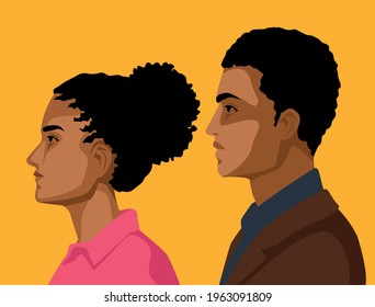 elegants afro couple profiles characters