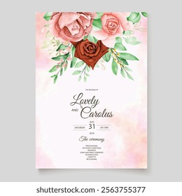 Elegent and Beautifull Red Roses Wedding Card. Illustrator and designer. Wedding Invites, save the date, Birthday Invites, Video Invites, E-Cards.