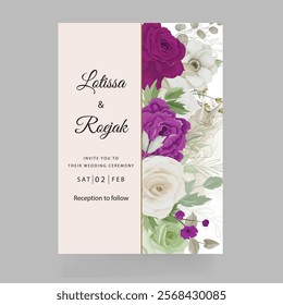 Elegent floral Wedding Invitation Card. Illustrator and designer. Wedding Invites, save the date, Birthday Invites, Video Invites, E-Cards.