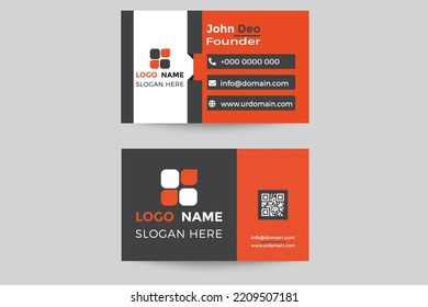 Elegent, Modern, Creative And Clean  Double-sided Business Card Template. Orange And Ash Color Minimal Vector Visitng Card.