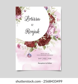 Elegent Red Roses Floral Invitation Card. Illustrator and designer. Wedding Invites, save the date, Birthday Invites, Video Invites, E-Cards.