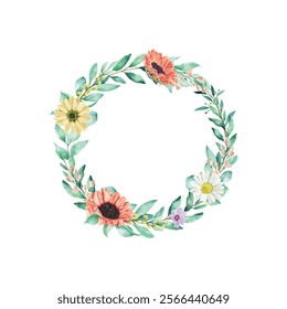 Elegent Watercolor Floral Frame. Illustrator and designer. Wedding Invites, save the date, Birthday Invites, Video Invites, E-Cards.