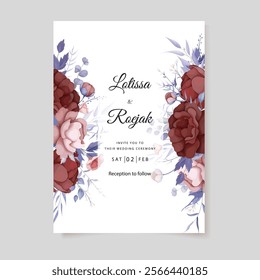 Elegent Watercolor Red Roses Wedding Card. Illustrator and designer. Wedding Invites, save the date, Birthday Invites, Video Invites, E-Cards.