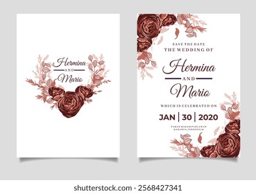 Elegent Watercolor Red Roses wedding Card. Illustrator and designer. Wedding Invites, save the date, Birthday Invites, Video Invites, E-Cards.