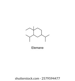 Elemane skeletal structure.Sesquiterpene compound schematic illustration. Simple diagram, chemical structure.