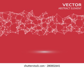 Element of abstract cybernetic particles on red background