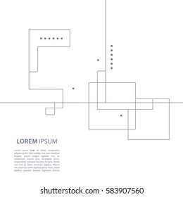 Element with abstract figure. Connected lines and dots. Vector Illustration.