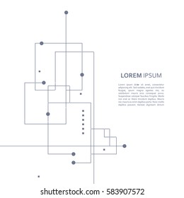 Element with abstract figure. Connected lines and dots. Vector Illustration.