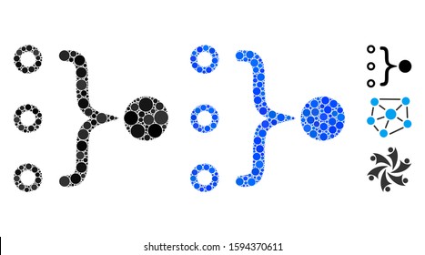 Element aggregation mosaic of small circles in various sizes and color tints, based on element aggregation icon. Vector small circles are composed into blue illustration.