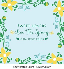 Element art design of leaves and yellow wreath, for love spring invitation card decor. Vector