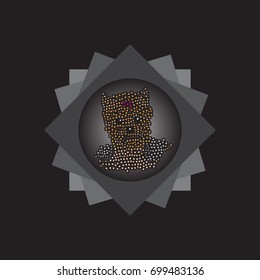 Element for the avatar of the player. Button with a picture of a dog. Button for web design.