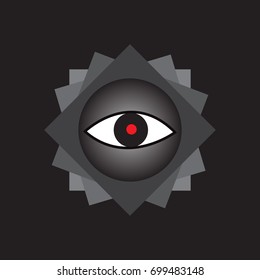 Element for the avatar of the player. Eye with a red pupil. Button for web design.
