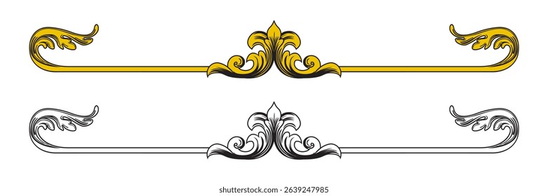 Element baroque engraved floral scroll retro pattern