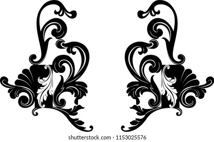Element in Baroque style to create an ornament. The pattern in the Baroque style. The basis for the vector pattern. Vector Baroque pattern.