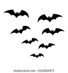 Element bats collection halloween, black bat, flock of bat halloween