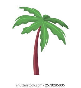 An element of beach landscape. A palm tree on an isolated background. Vector illustration in a flat style