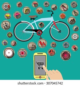 element of bicycle color Icons and Order by phone. In vector and illustration format.