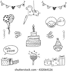 Element birthday vector art of doodle illustration