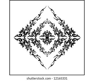 Element of black floral ornament
