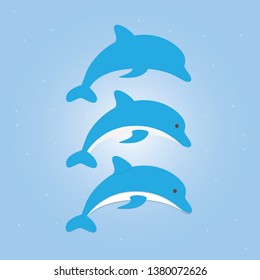 Element of blue dolphins, Logo, Image, paper art vector, Vector design 