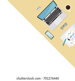 Element business cartoon vector. Flat lay. Top view vector business. business vector background. free space for text.