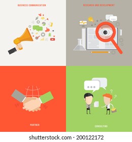 Element of business communication, consult, partner concept icon in flat design 