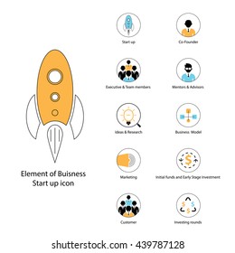 Element of Business Start up thin line icon.Start Up Business Launch Corporate Concept.Business line icon.Marketing line icon.Thin line Icon.Flat line icon.Vector illustration