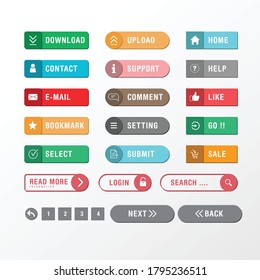 Element buttonweb set colorful on white backeground 