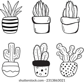 Element Cactus set ,Hand drawn