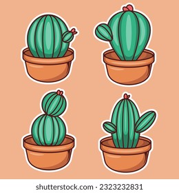 Element of Cactus sticker icons hand drawn coloring