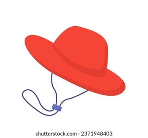 Elemento para acampar el concepto de sombrero. Senderismo y estilo de vida activo. Ropa para la protección de los rayos solares. Moda, tendencia y estilo. Dibujo vectorial plano de dibujos animados aislado en fondo blanco