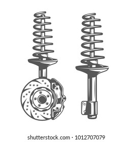 Element of the car service. Shock absorber isolated on white background. Symbol for car service design logos and emblems. Vector illustration