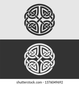 Element of Celtic ornament, isolated on gray and white background.