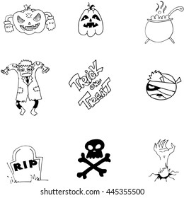 Element and character Halloween in doodle vector