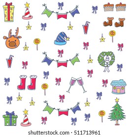 Element christmas in doodle set vector illustration