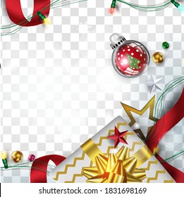 The element Christmas social media promote,promotion post templates,post square frame for social media