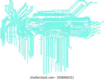 element of circuit board pattern isolated on white background