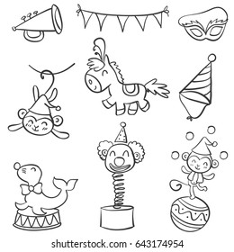 Element circus of doodle style